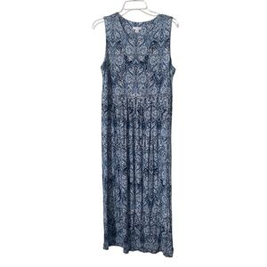 J. Jill Women’s Navy Blue Paisley Print Rayon Blend Sleeveless Midi Medium